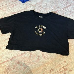 Black cropped baggy fit tee from Hollister